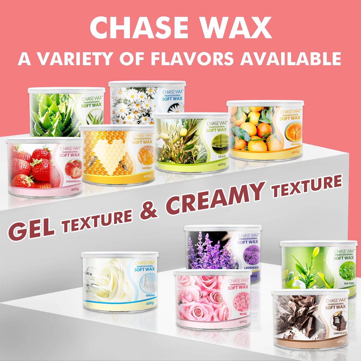 Chase Wax 14oz Rose Pink Private Label Vegan  Painless Hair Removal Soft Wax For Body Waxing