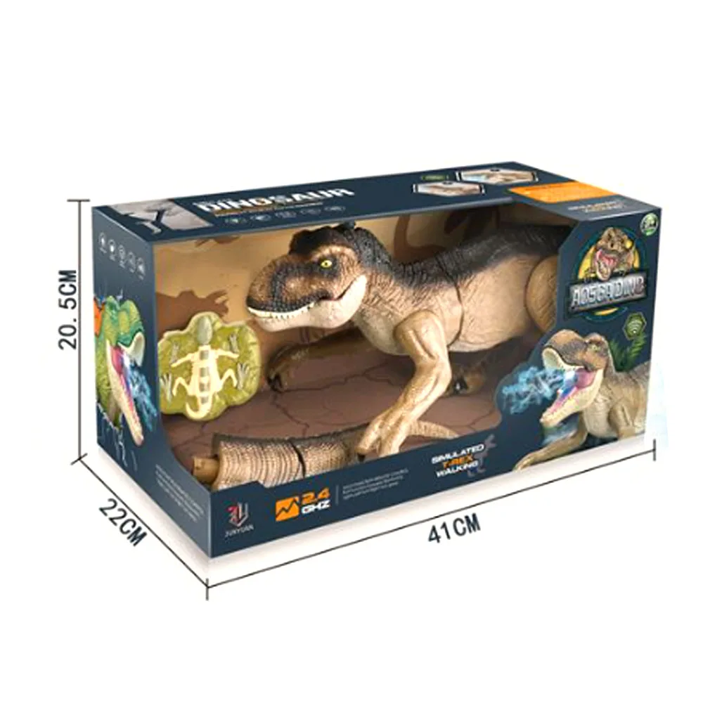2.4g Remote Control Dinosaur Toys Walking Robot w/ Light & Roaring Spray Simulation Velociraptor R/C Dinosaur Toys for Kids