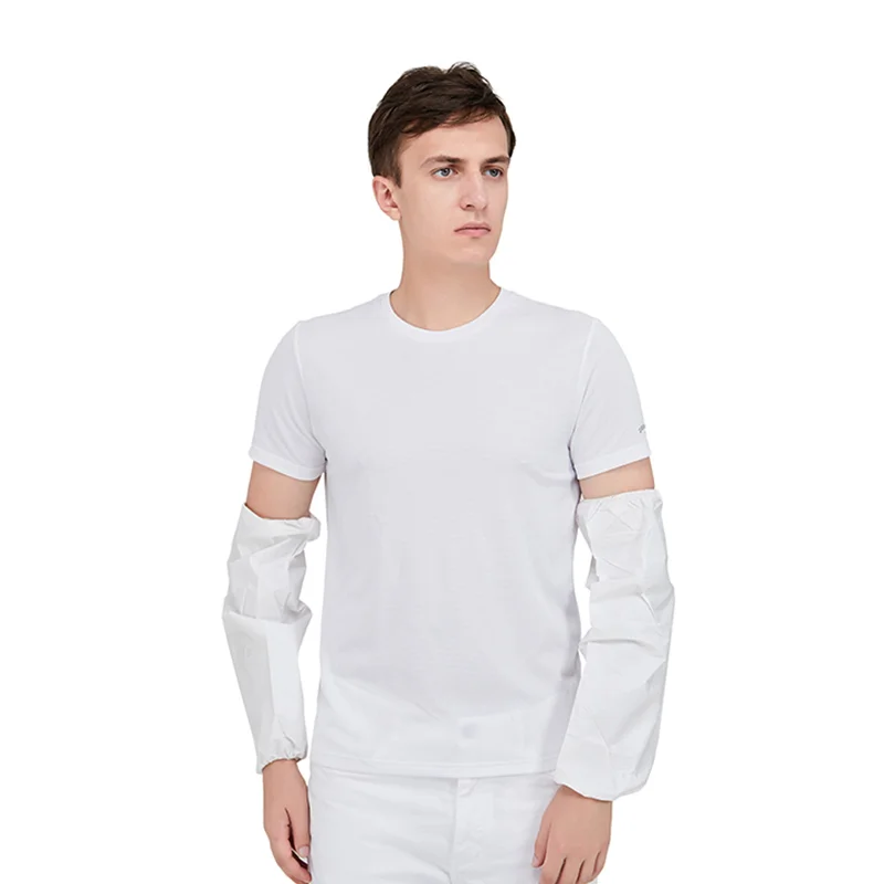 Wholesale Ready To Ship Waterproof Disposable Non woven Microporous Oversleeve Half Sleeve White Cover Up