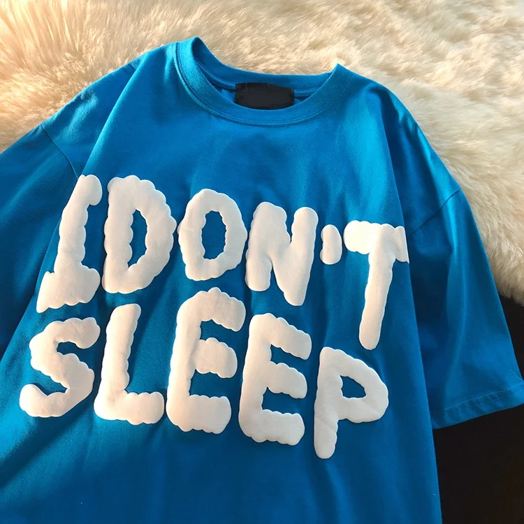 Summer Fashion 3D Puff Print Couples Oversized Cotton T-Shirts American Unisex Short Sleeve Custom Printing T Shirt Women Casual