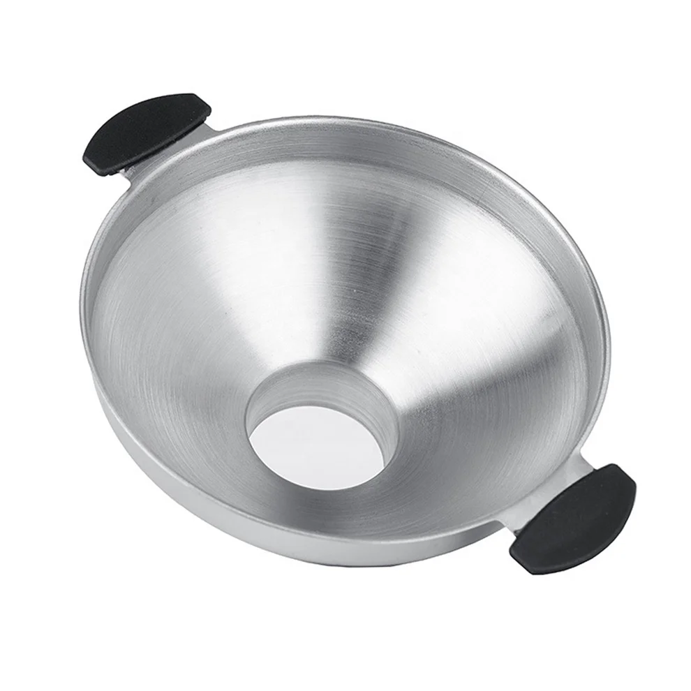 Large Spout Stainless Steel Jam Funnel,Easy Grip Handle Flour Jam Funnel Filter
