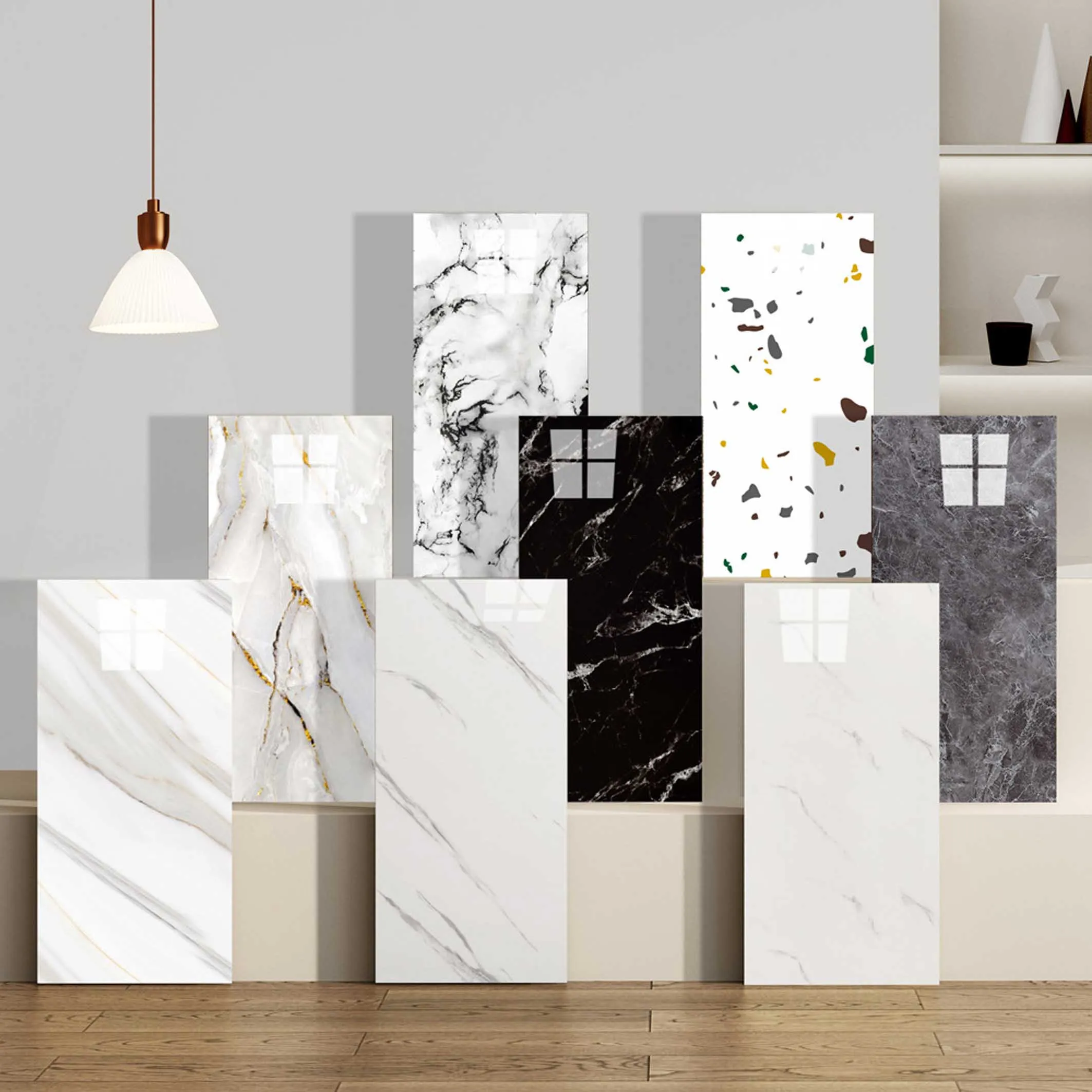 PVC Marble Film for Hot Pressing Wall Decor Marble Lamination Film Roll Decorative Film for Kitchen with Marble Simulation