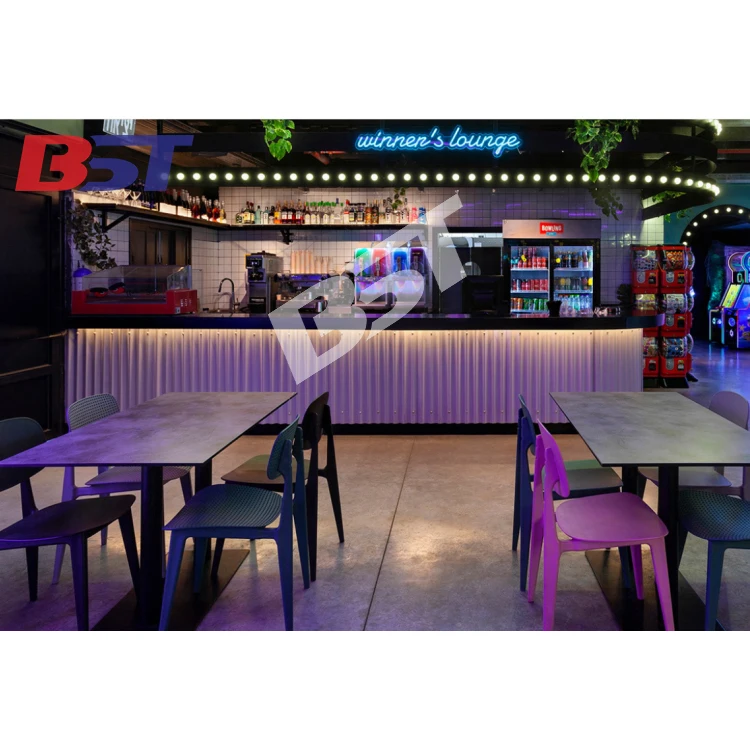 Western Style Bowling Store Black marble Stone Top Check Bar Information Counter Design