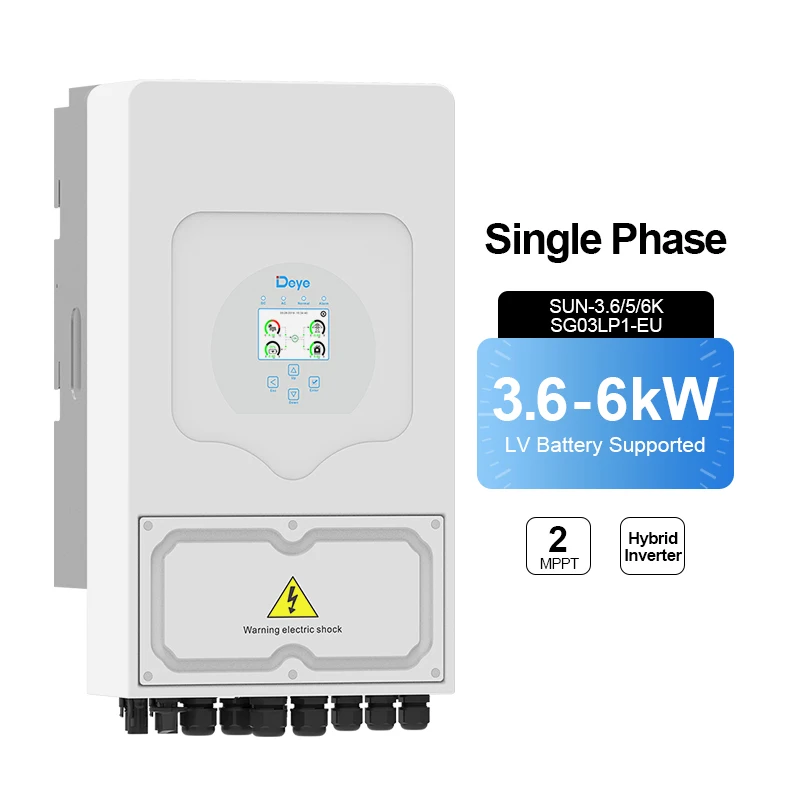 Однофазный Гибридный инвертор Deye SUN-3,6/5/6K-SG03LP1-EU, 3600 Вт, 5000 Вт, 6000 Вт