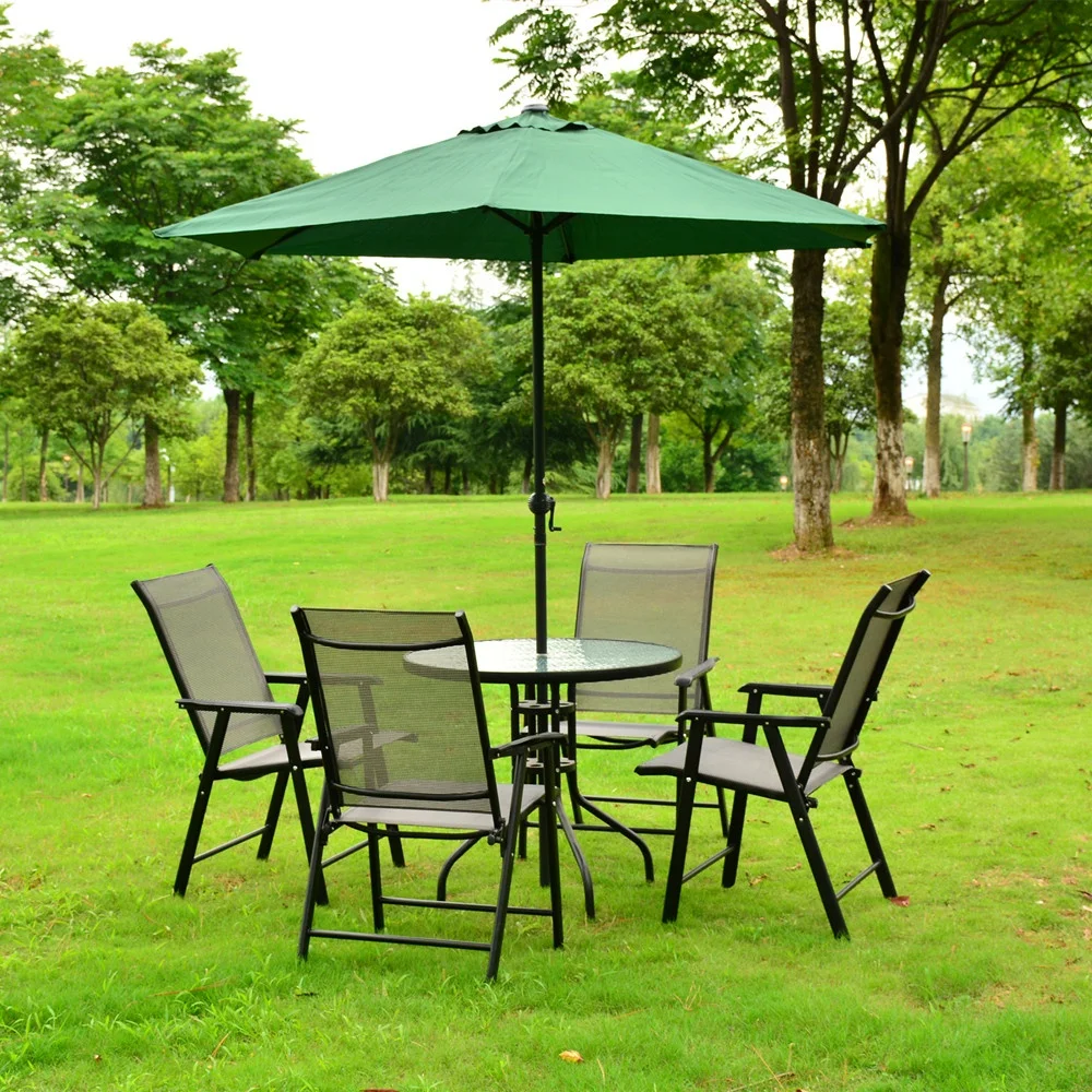 Yiwu Outdoor Table And Chair Set Garden Furniture Folding Chair And Round Table With Patio Umbrella