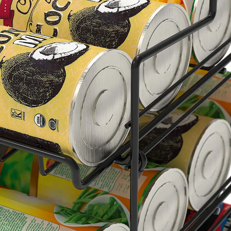 wholesales cheap 3 layer can food storage rack wrought iron rack stackable snack storage organizer rack