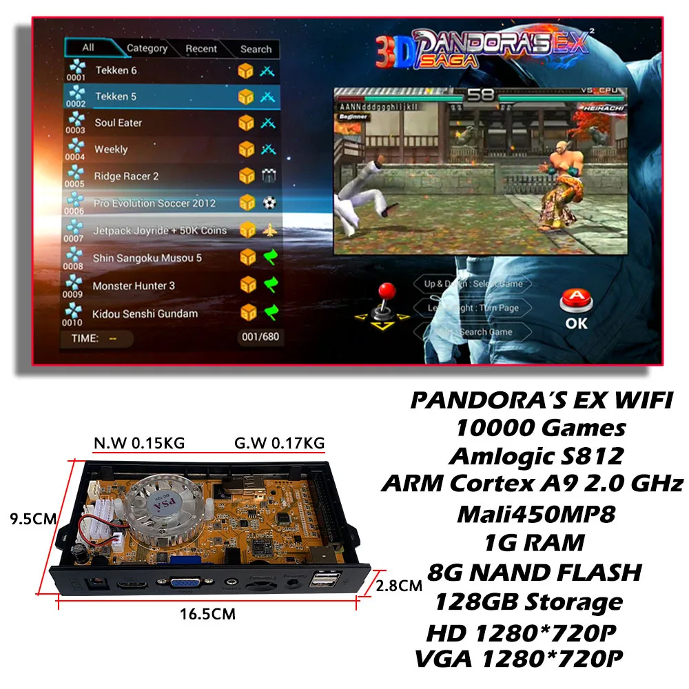 Pandora game board 3D wifi SAGA 5200 IN 1 game pcb board family version for retro games diy arcade kit