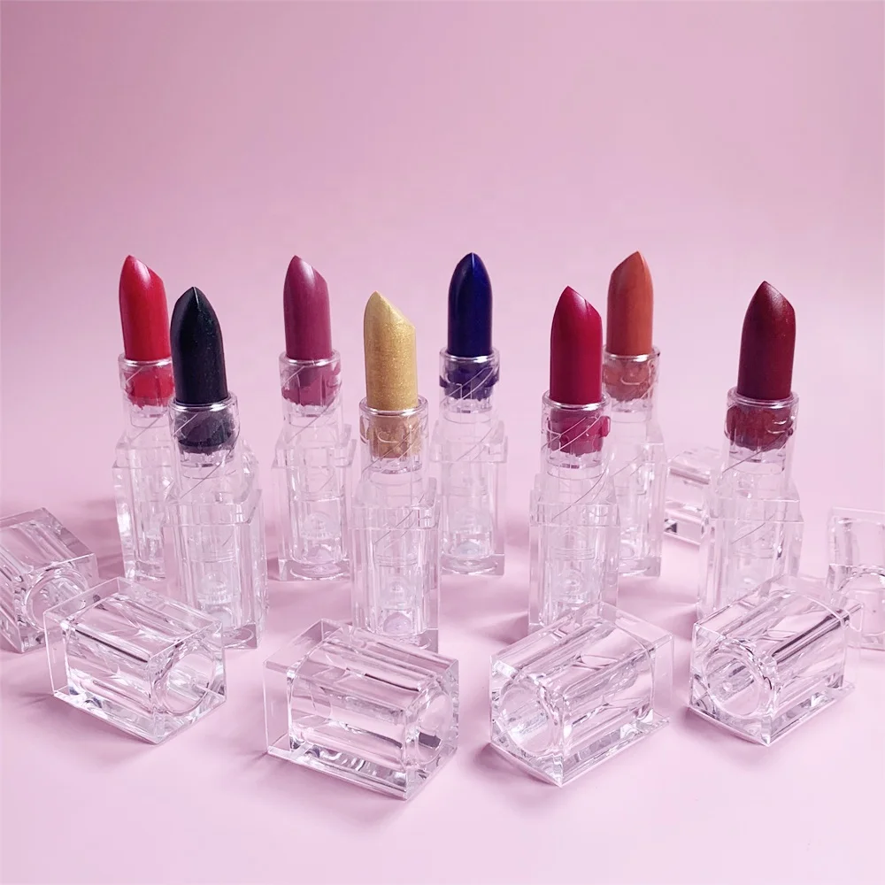 New Trends Quality Woman Cosmetics Natural Organic Waterproof Moisturizing Brown Creamy Silky Glitter Matte Lipstick