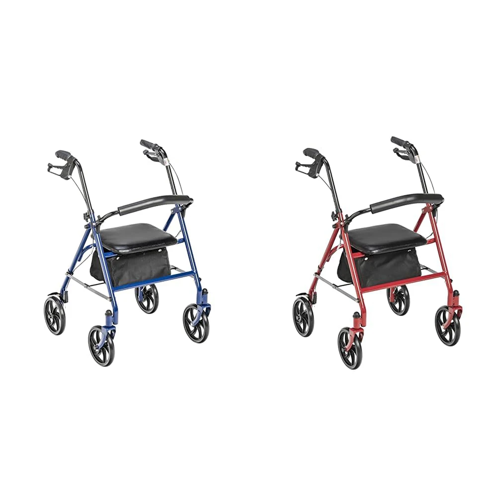 Professional New Olderly Walking Aids Matel Wheel Chair Folding Portable Folding Rollator Walker adult walker With Soft Seat
