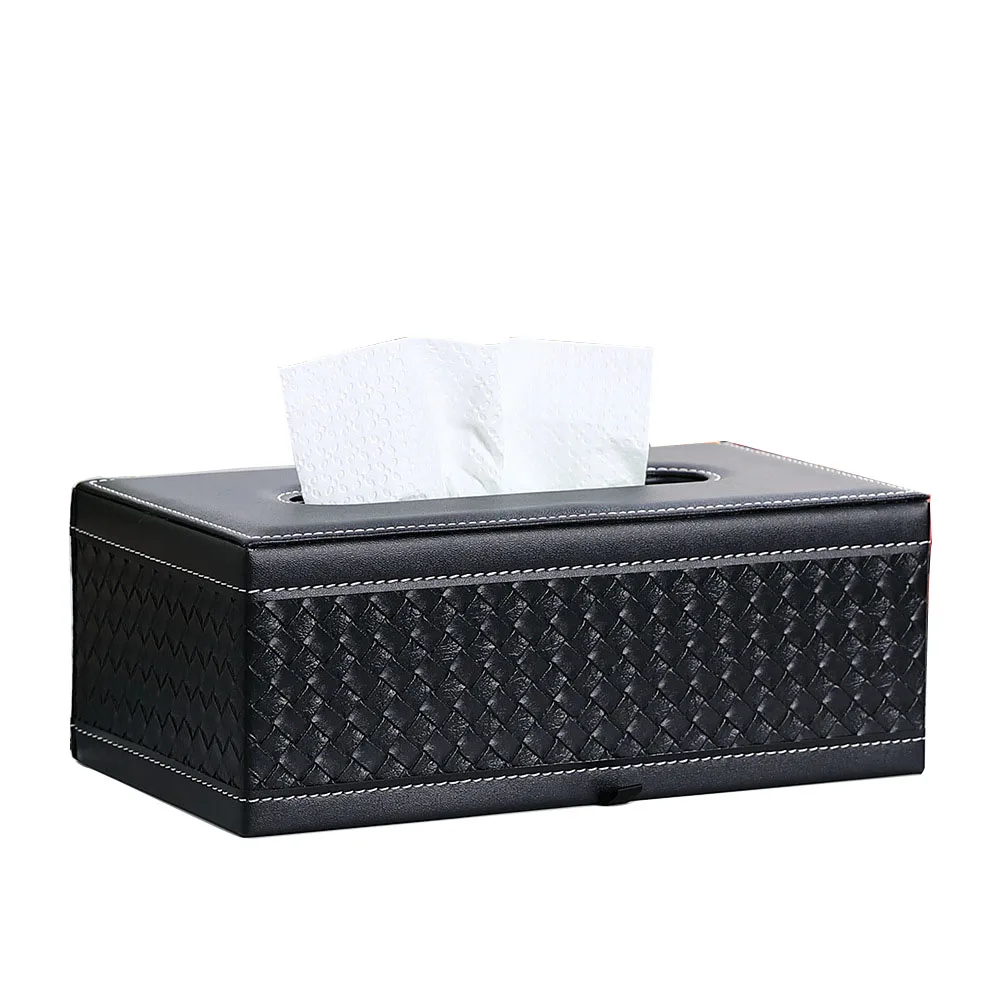 Wholesale Leather Anti-moisture Rectangular Case Facial Paper Napkin Organizer Car Household Office Holder Tissue Box