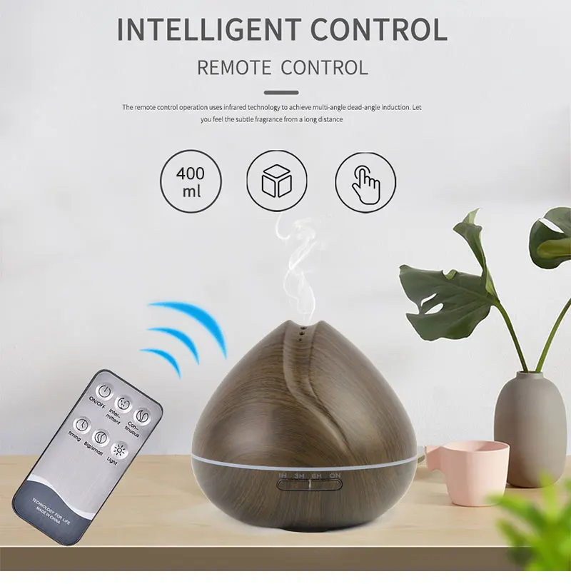 Hotel Smart Fragrance Flower Mini Wooden Aroma Diffuser Machine Ultrasonic Electric Air Humidifier Aroma Diffuser Essential Oil