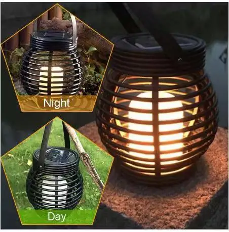 Solar frosted    rattan candle Powered Lamp for Outdoor Yard  lawn  garden   Decoration