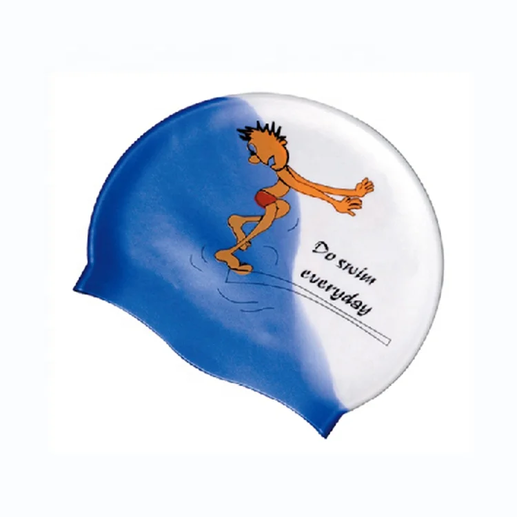 Custom Print Silicone Swim Cap Cartoon Swimming Funny for Kids Adult