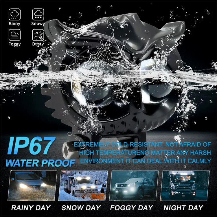 lens laser led headlight white+yellow led fog lights super bright led lights for cars motorcycles truck offroad led light