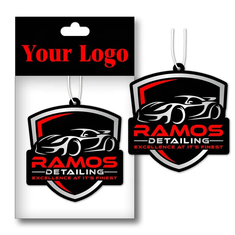 Customized promotional shaped paper car air freshener hanging.