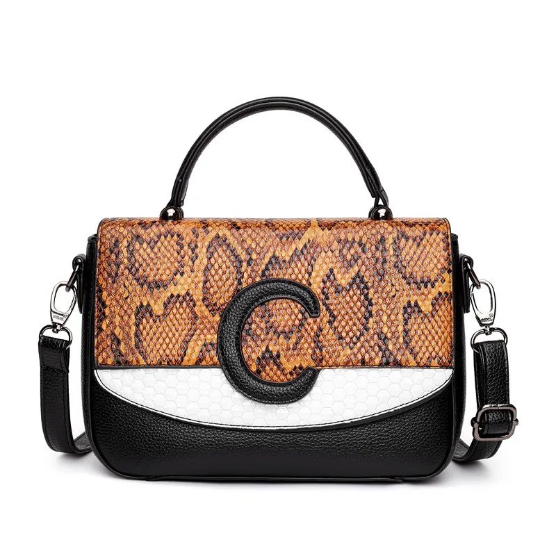 Оптовая продажа, качественный модный кошелек из искусственной кожи питона контрастных цветов, женские сумки, сумочки