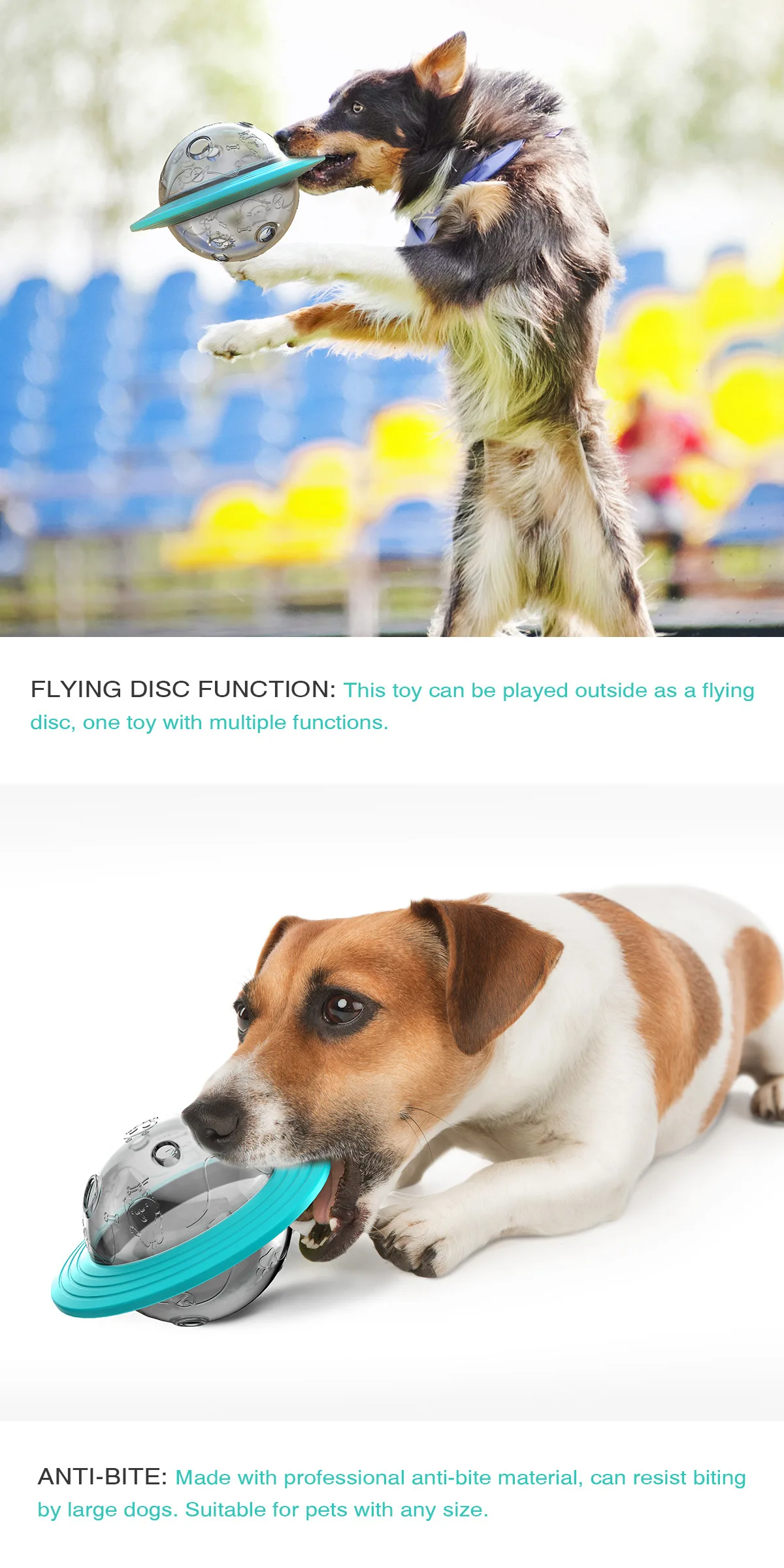 SinSKy UFO Shape TPR Dog Toy Interactive IQ Training Pet Snack Ball Sustainable Leaky Treat Food Leaking Dog Toys Ball