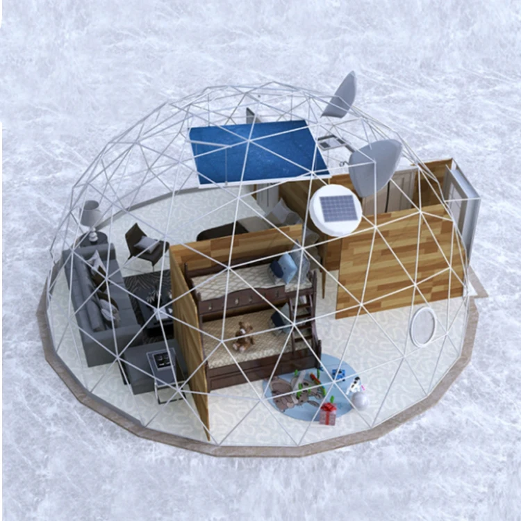 High quality Outdoor Luxury Igloo Geodesic Glamping Clear Dome tent house With Fireplace Insulation
