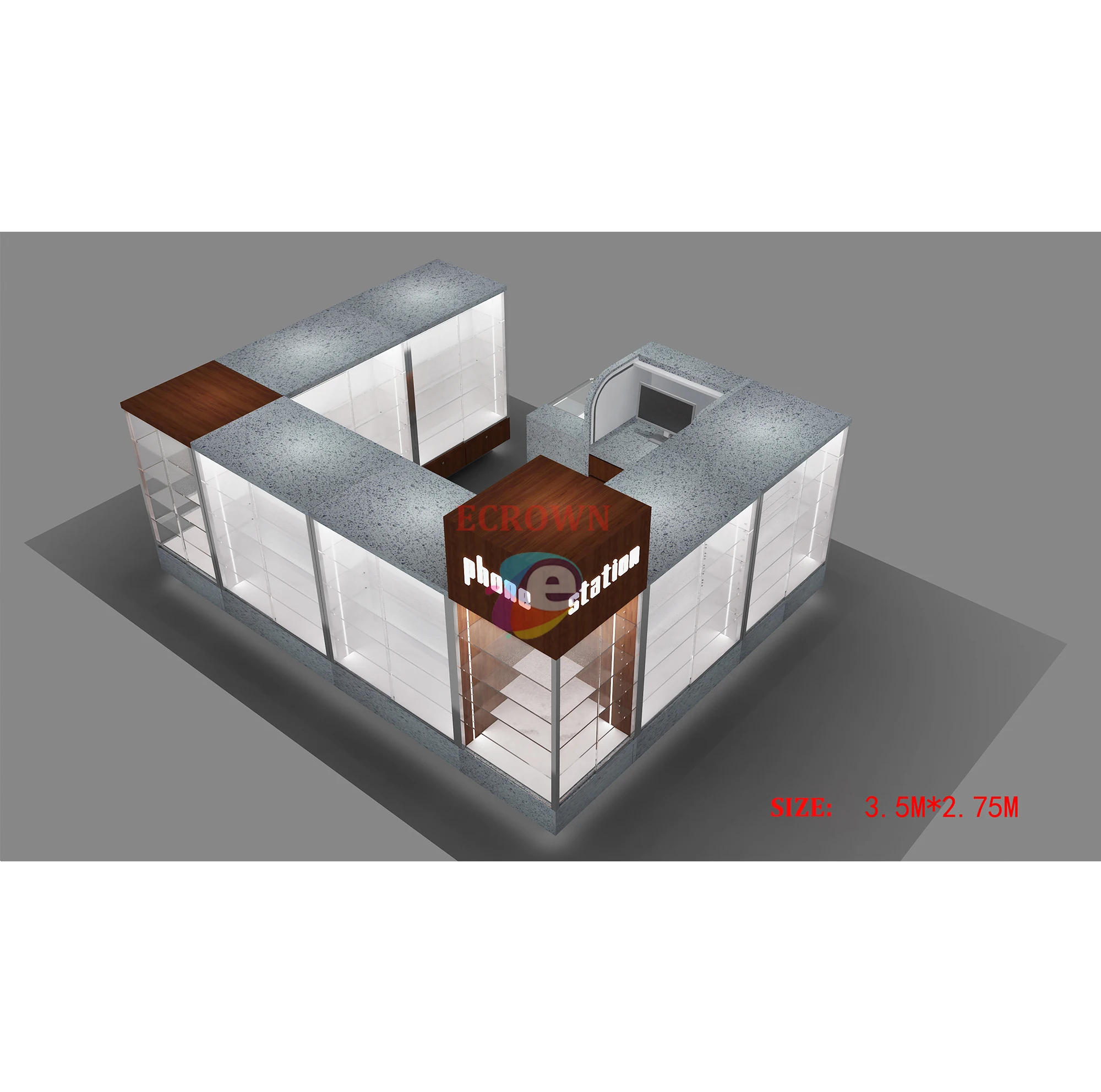 3d Max Interior Design for Cellphone Dining Hall and showcase Shop ODM
