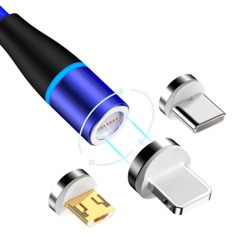 Manufacturer Fast Charger LED Side light for Micro for Type-c for Phone 3 in 1 Magnetic Data USB Cable