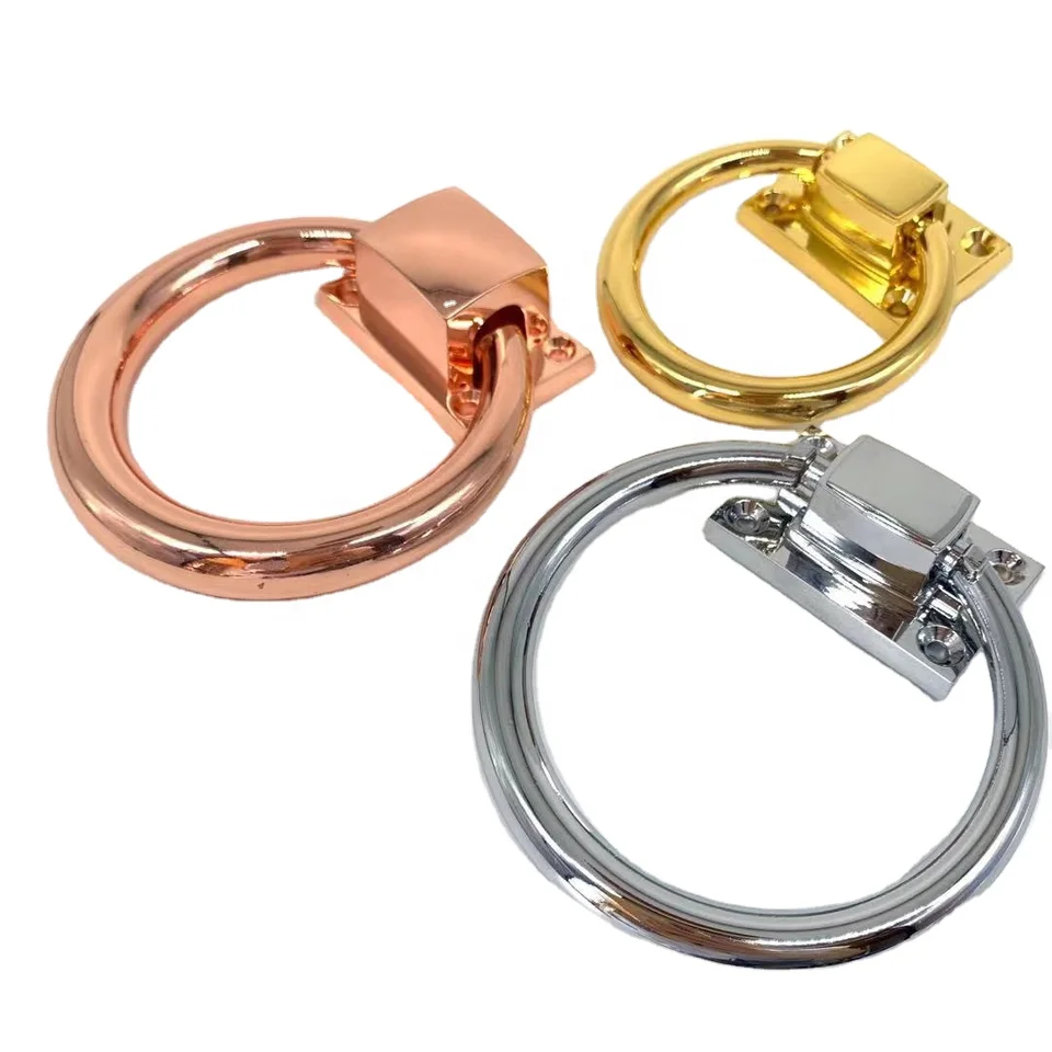 HUAWEI Furniture Hardware Fittings Accessories Classic Gold And Chrome Antique Big Ring Zinc Alloy Metal Cabinet Knobs Handles