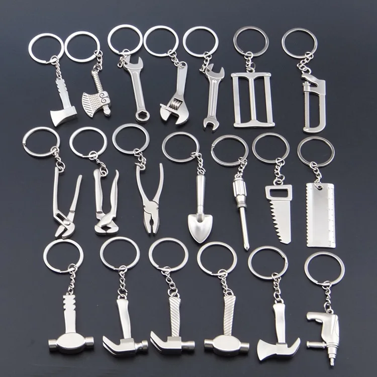 Promotion gifts custom mini 3D Metal Keychain hammer tool keychain logo Creative Adjustable Wrench key ring