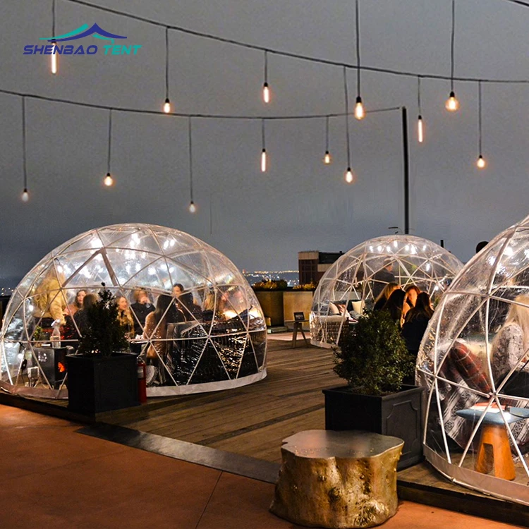 4m 5m Prefab house Sealed Transparent camping outdoor gampling  Dome Tent for restaurant garden for events for sale