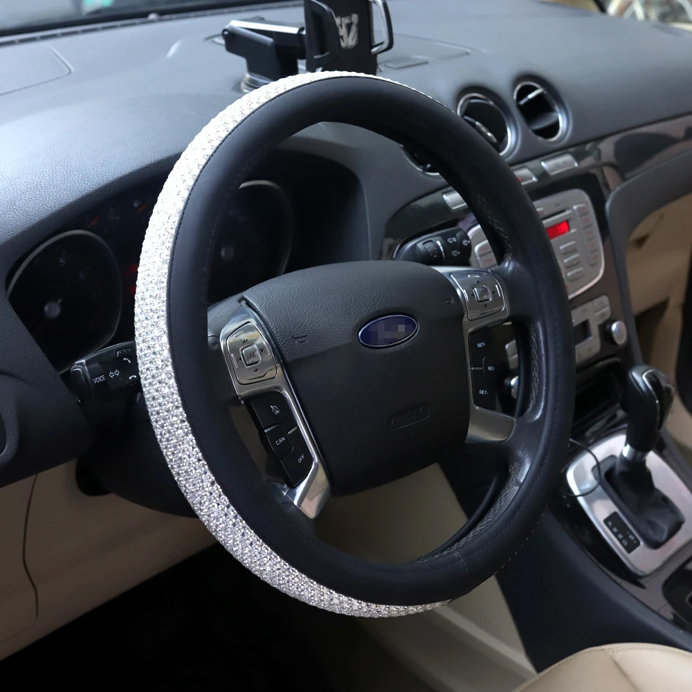 Bling set with Rhinestones Crystals Car Anti-skid Durable Diamond no drop Automotive Interior Steering Wheel