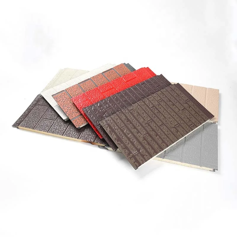 Modern Design Faux Embossed Metal Wall Panels Rustproof Outdoor Shandong PU Sandwich Insulation for Villa Carved Siding