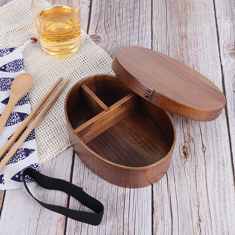 Factory Direct Hot Selling Japan Style Wooden Food Lunch Container With Compartment
