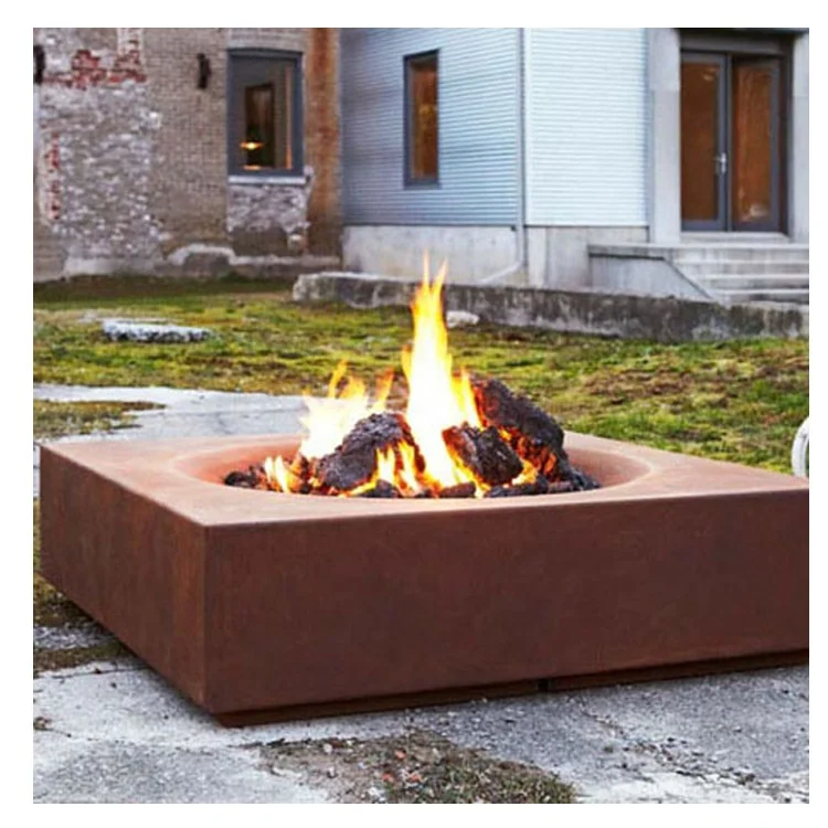 Outdoor Corten Steel Propane Gas Fire Pit Table