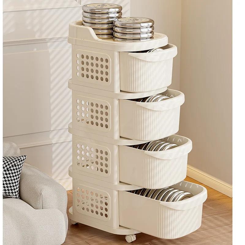 XJH Plastic Trolley Snack & Toy Storage Rack Baby Supplies Layered Drawer Storage Cabinet for Living Room Use as Holder