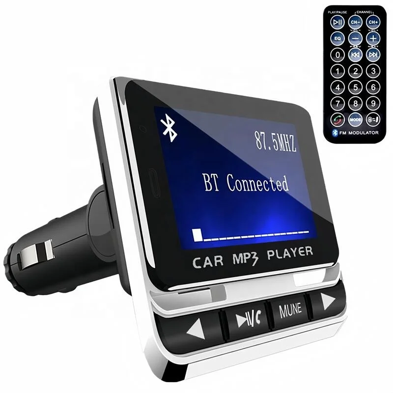 2024 New Hands Free Car Bluetooth  FM Transmitter Radio Adapter USB Car Phone Charger Remote Control  44 Inch LCD Car MP3 Player