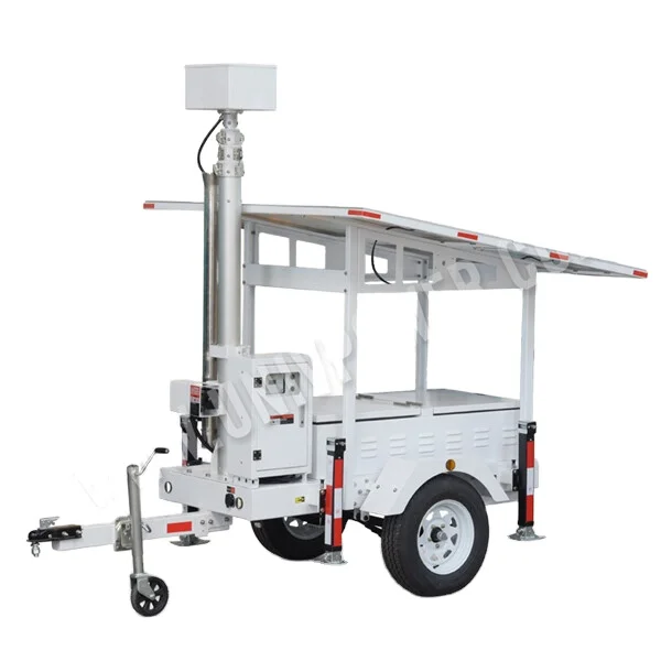 solar CCTV lighting tower portable with trailer rotation