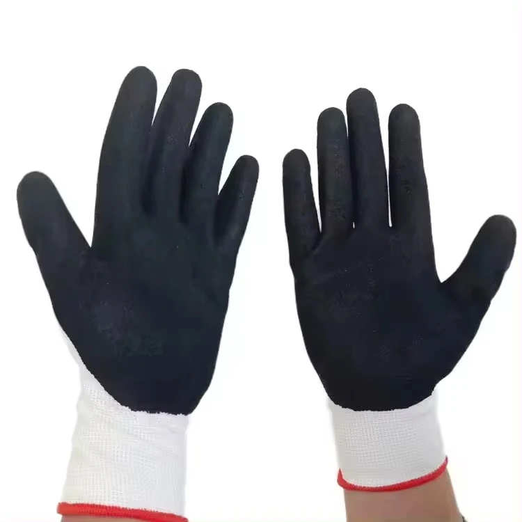 Custom logo dielectric farming cheap nitrile general purpose esd coat Palm Coating gloves safety gloves for work