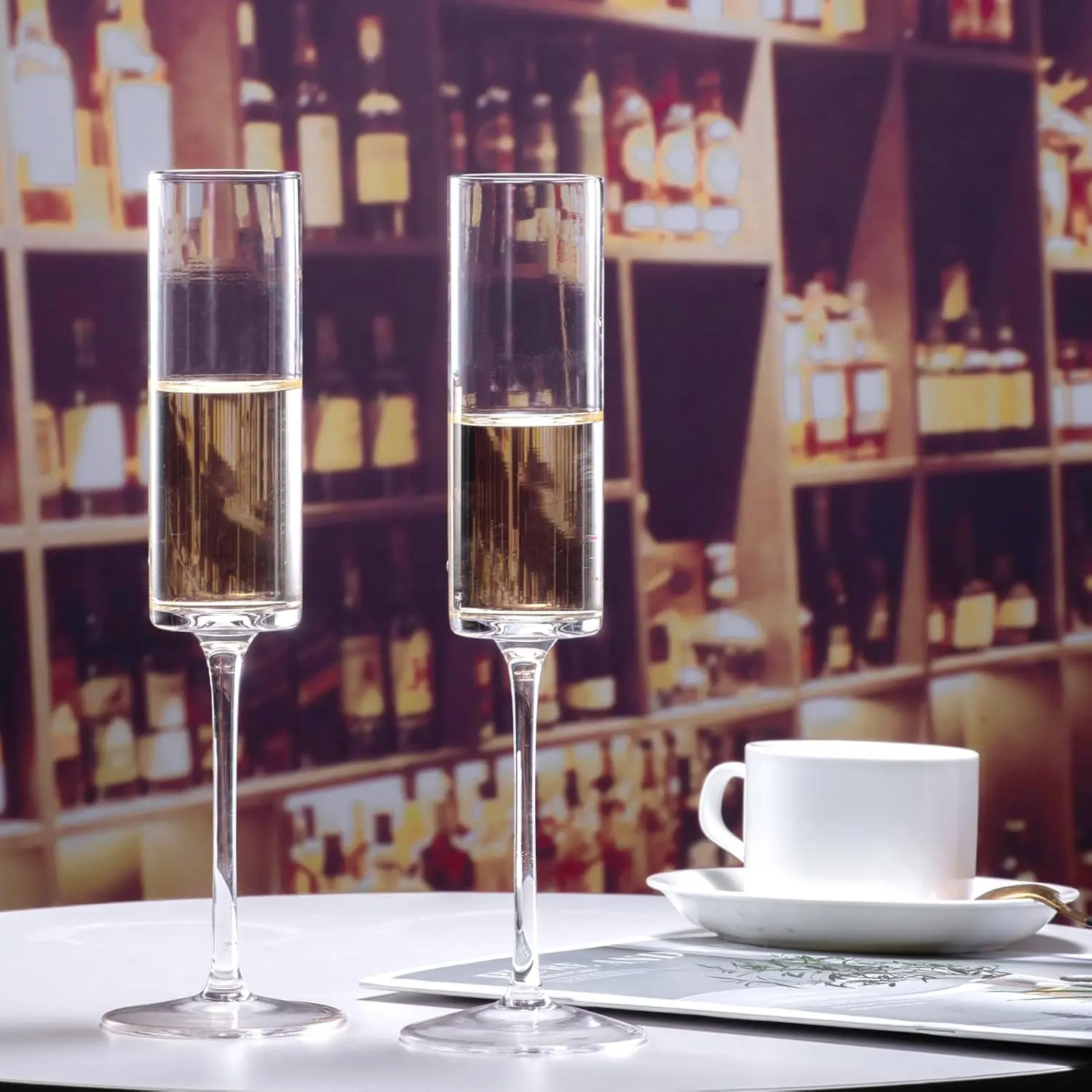 Wholesale Elegant Square Champagne Glasses Stemmed Champagne Flute Goblet Sparkling Wine Glasses for Wedding Party Birthday Bar