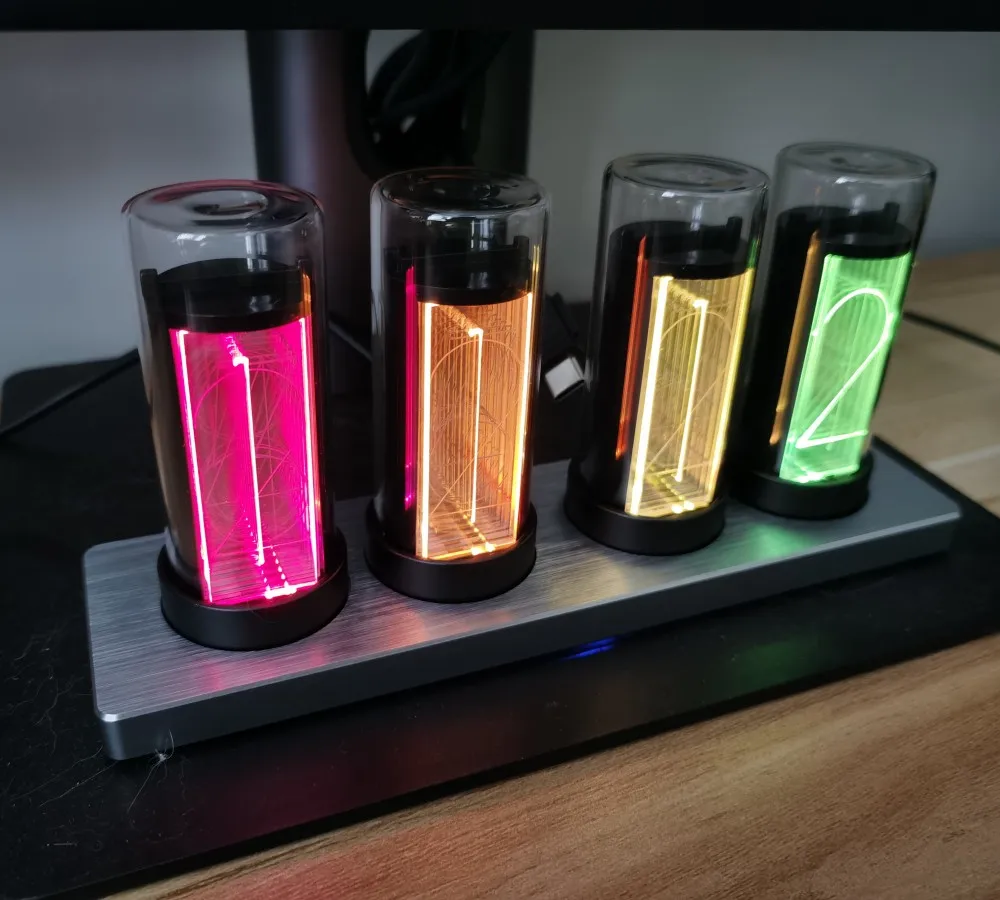 BETTER Popular RGB Glow Tube Clock LED Digital Gixie Clock Electronic Retro Table Decorative Alarm Clock