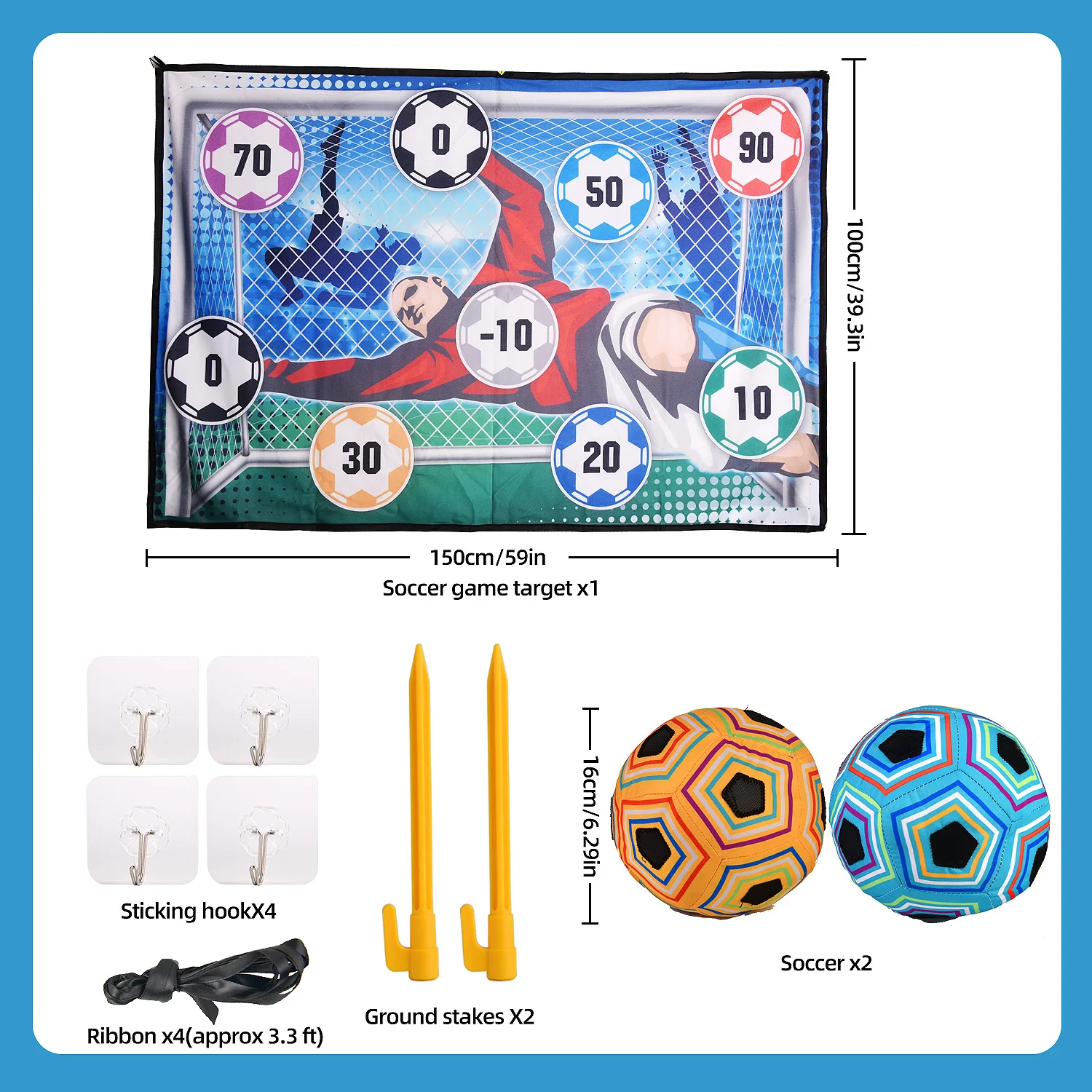 Indoor Outdoor Backyard Toss Goal Ball Game Set Sticky Balls Soccer Board Games With 2 Soccers & Target Mat