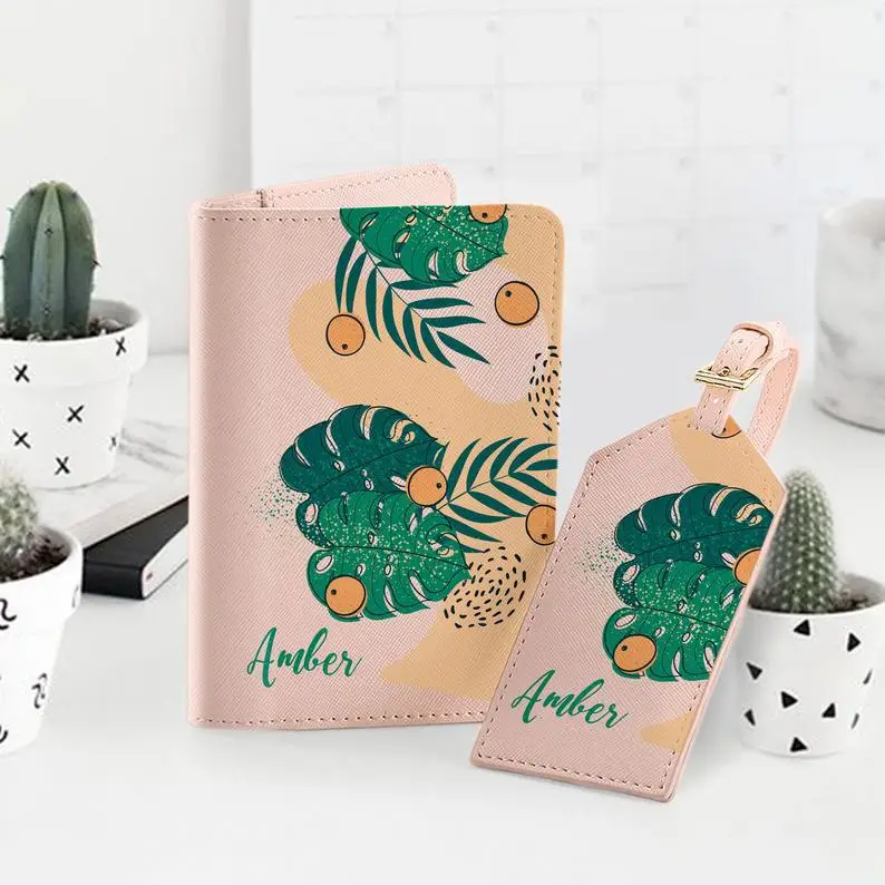 BSBH Pu Leather Passport Holder Luggage Tag Gift Box Packing With Custom Printing For Travel Wallet Bag Suitcase ID Name Tag