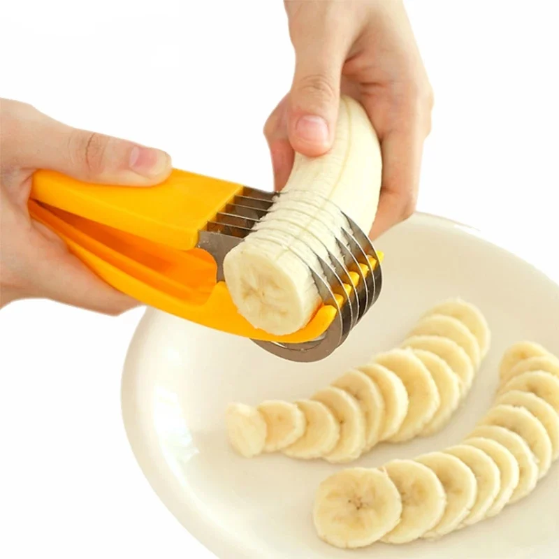 Hot Sale Banana Slicer Fruit Vegetable Sausage Slicer Stainless Steel Banana Cutter Salad Sundaes Tools Cooking Tools