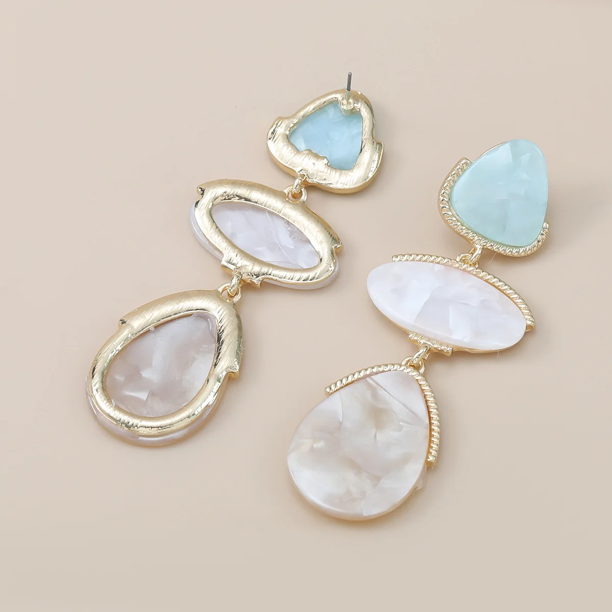 Fashion New Acetic Acid Plate dangle Earrings Multi layer Geometric brown Resin Pendant Earrings Wholesale for Women