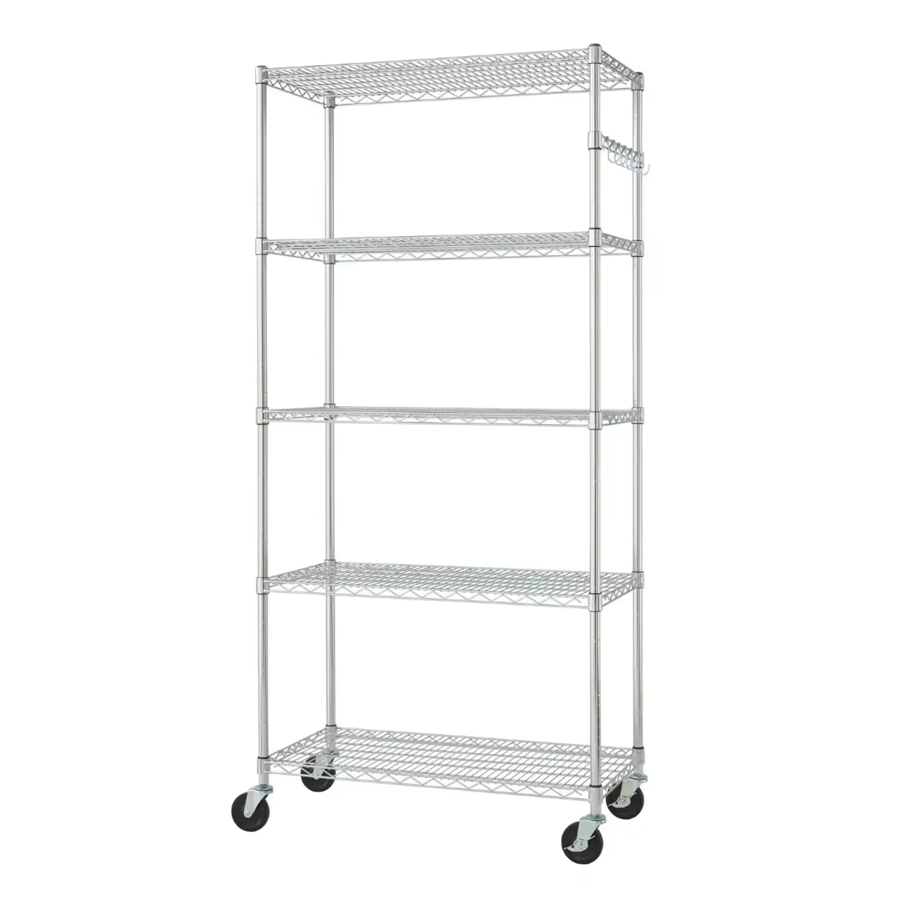 150*45*160 Epoxy Coating and Chrome Plated 4 Layers Mobile Metal Wire Shelving 4.5/2.5