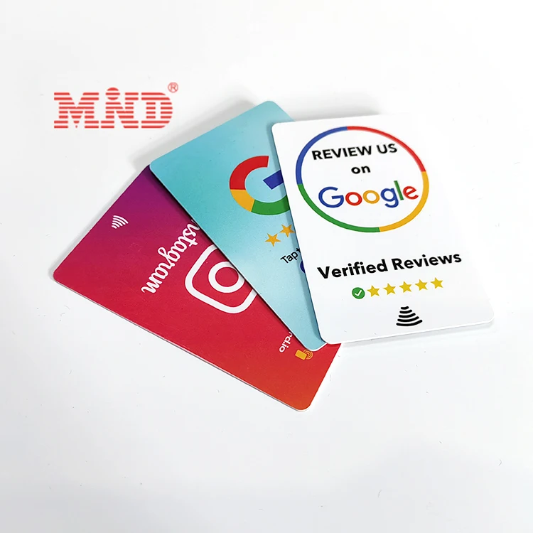 Plastic Custom Logo QR Code RFID NFC Google Review Scan Card