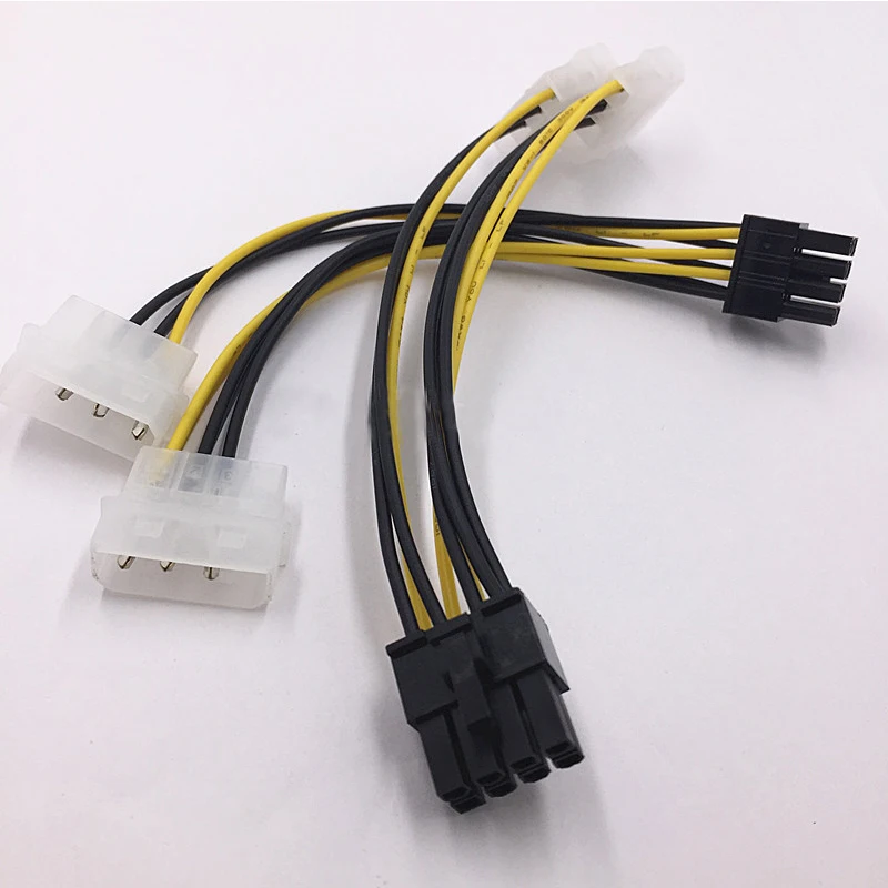 
1x Dual 4 Pin Molex IDE to 8 Pin Wire Video Card Power PCI-E Adapter PC Cable 