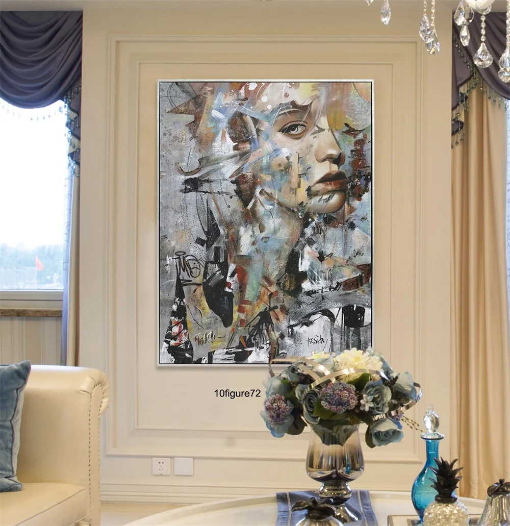 Hand-painted thick paint oil painting modern home decoration oil painting wall art can be customized