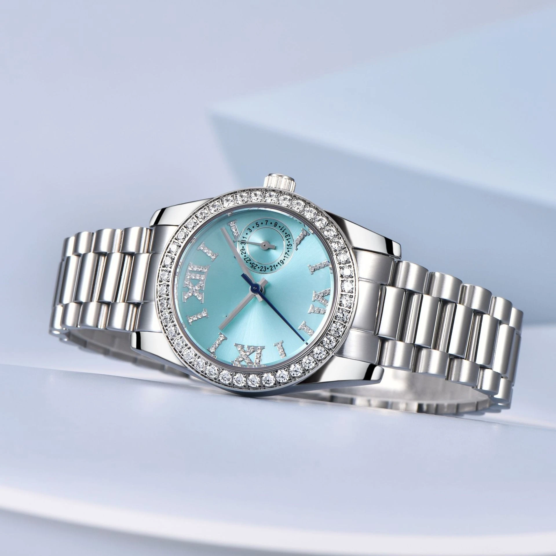 Luxury Fashion Moissanite Watch Men	 Waterproof Quartz Simple Wrist Watch Moissanite Watch