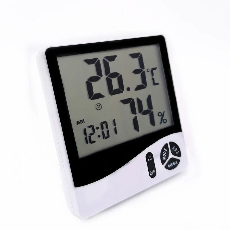 Magnetic absorption wall-mounted refrigerator desktop electronic display large screen indoor thermometer with alarm clock