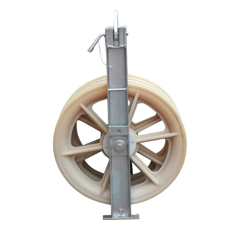 508x100mm Overhead Line Stringing Pulley Three-wheel Conductor Stringing Pulley Blocks