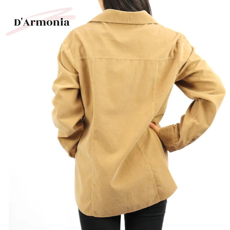 Italy Design Fashion Clothing Women Long Sleeve Linen Cotton Blouse Ladies Fancy Coat