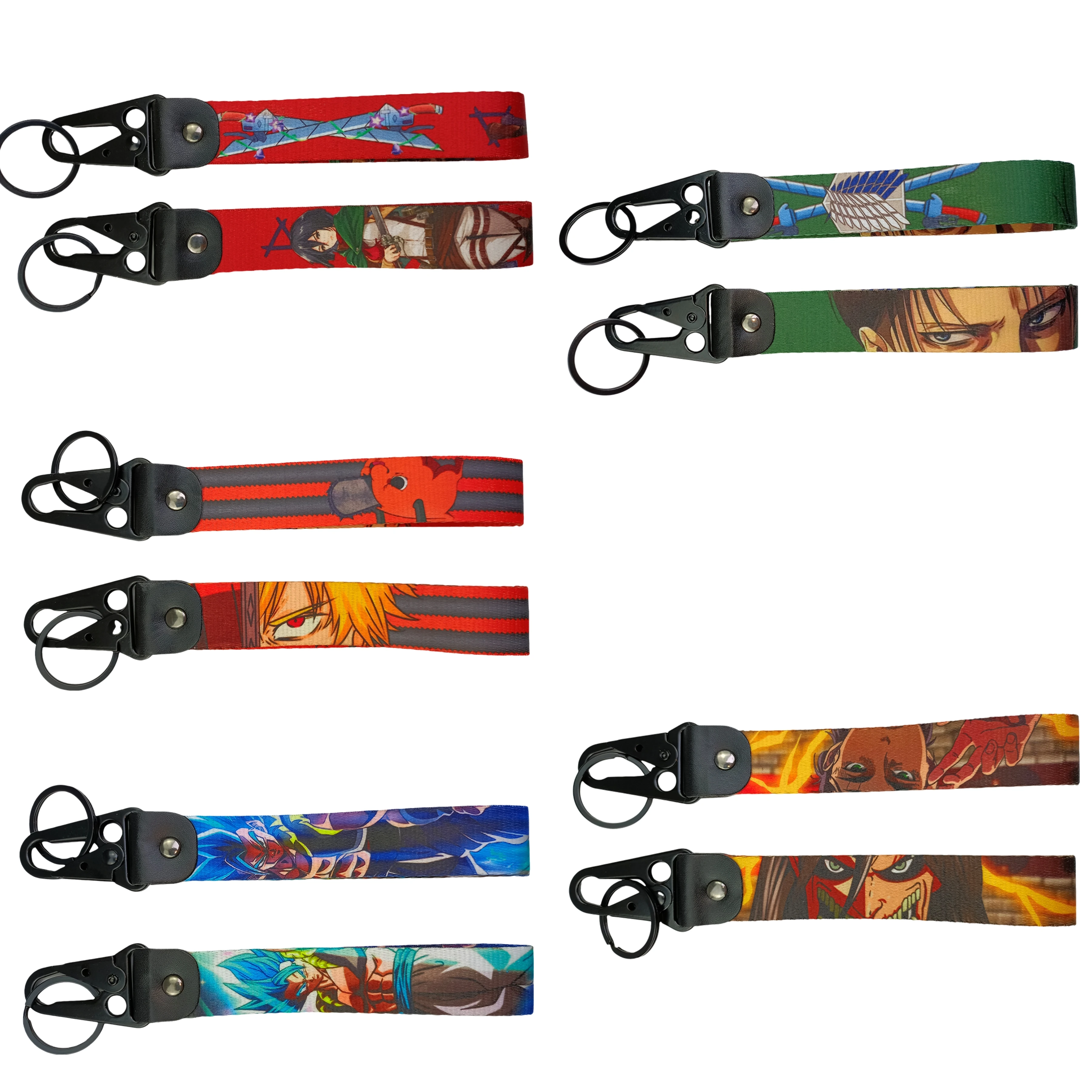 Factory Wholesale Anime Keychain With Short Lanyards Eagle Hook Keychain Carabiner Short Nylon Strap Demon Slayer Car Key chain